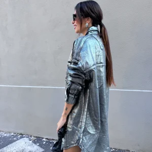 Camicia over effetto spalmato GLAMOROUS