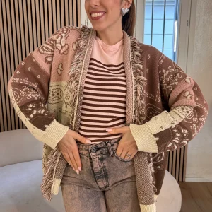 Giacca jacquard frange