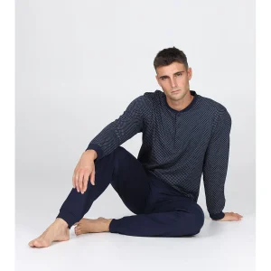 Pigiama  con bordi in puro cotone pettinato