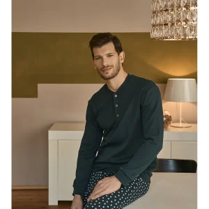 Caldo pigiama lungo in puro cotone