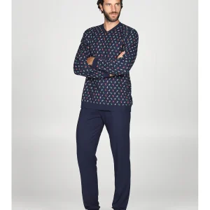 Moderno pigiama lungo serafino con bordi