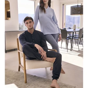 Cecilia pigiama lungo serafino con bordi tuta