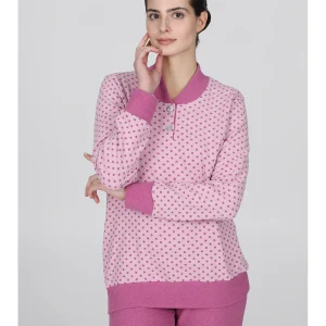 Cecilia pigiama lungo serafino con bordi tuta