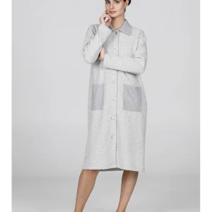 Vestaglia abbottonata in caldo jacquard di cotone