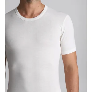 Maglietta mezza manica in lana e cotone