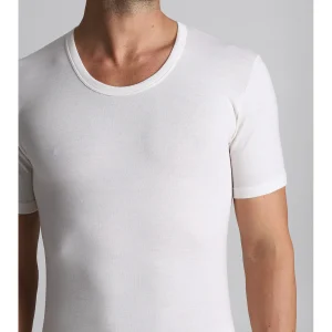 Maglietta mezza manica in lana e cotone