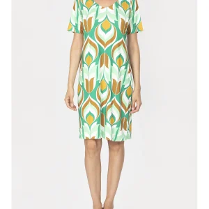 Abito mezza manica in lucente viscosa elasticizzata