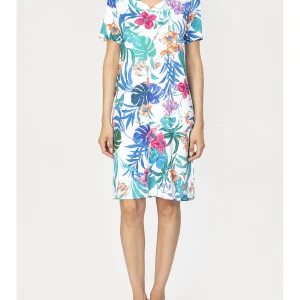 Abito mezza manica in lucente viscosa elasticizzata