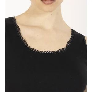 Canotta spalla larga con pizzo basso