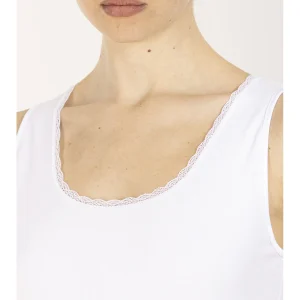 Canotta spalla larga con pizzo basso