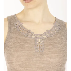 Bice canotta spallina larga con pizzo macramé