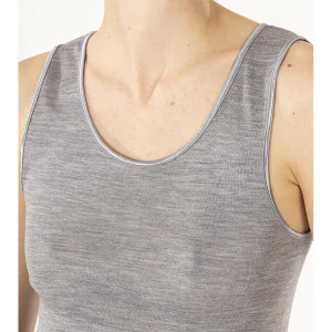 Canotta scollo in raso in pregiata lana e seta