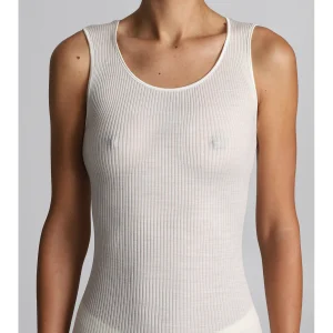 Canotta spallina larga in lana e seta