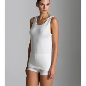 Canotta spallina larga in lana e cotone