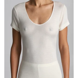 Maglietta mezza manica in lana e seta