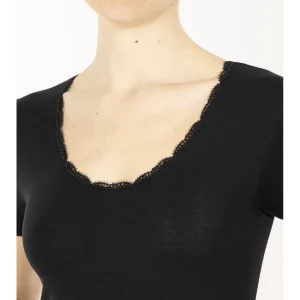 Canotta manica corta  in lana e cotone