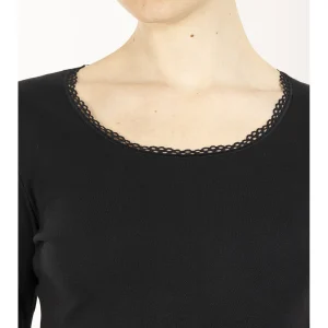 Canotta manica lunga con pizzo basso