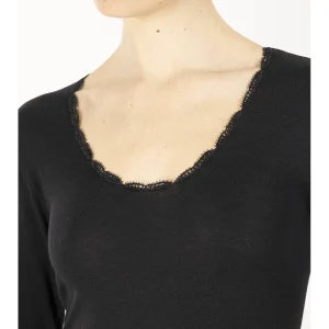 Canotta manica lunga in lana e cotone