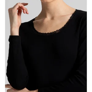 Canotta manica lunga con pizzo basso