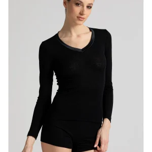 Maglietta manica lunga in pregiata lana e seta