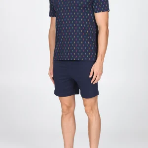 Pigiama corto serafino, in traspirante jersey di puro cotone s/z