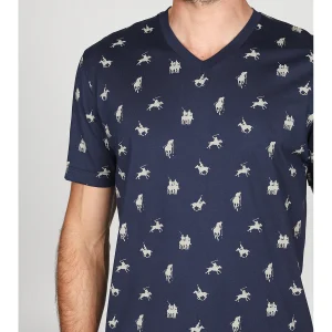 Pigiama corto v in leggerissimo jersey di puro cotone fantasia "sport polo"