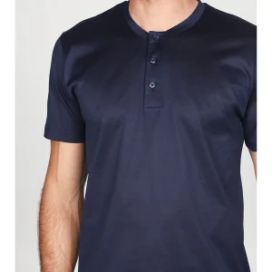 Pigiama corto serafino in setoso puro cotone mercerizzato fantasia "surf" nei pantaloncini