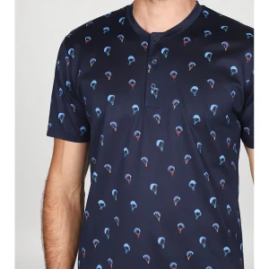 Pigiama corto serafino in setoso puro cotone mercerizzato fantasia "parapendio"