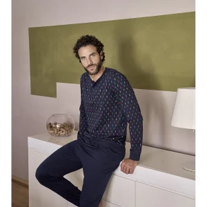 Pigiama serafino, in traspirante jersey di puro cotone s/z