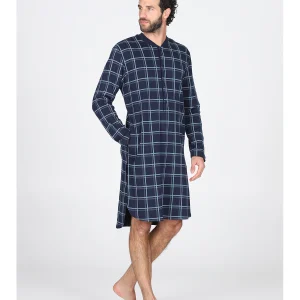 Camicia da notte in morbido interlock di puro cotone a quadri