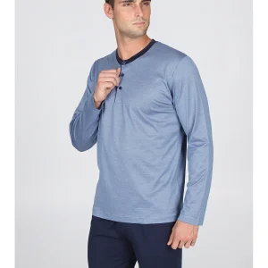 Pigiama in pregiato 100% filoscozia blu