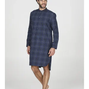 Camicia da notte in calda flanella di puro cotone scozzese