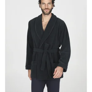 Giacca da camera sciallata, in avvolgente pile di viscosa