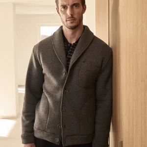 Cardigan in morbida e calda felpa colore antracite