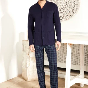 Pigiama Uomo in caldo cotone con giacca aperta