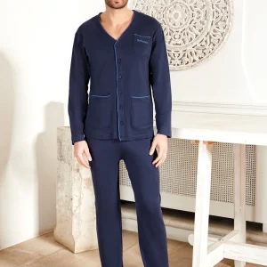 Pigiama Uomo in caldo cotone con giacca aperta