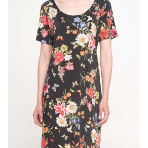 Abito mezza manica in tessuto lucente