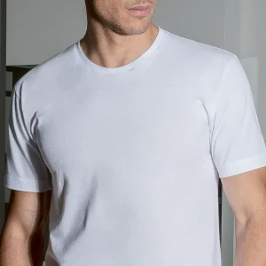 T-shirt in cotone con collo in costina