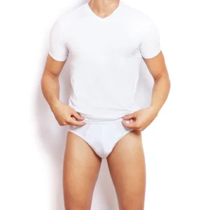 Maglia scollo a V in bielastico garzato