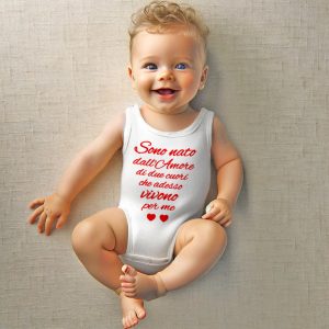 -2 cuori Body neonato canotta con frase d'amore di mamma e papà