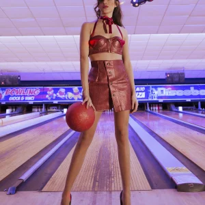 Miley Corset - Crop Top in ecopelle