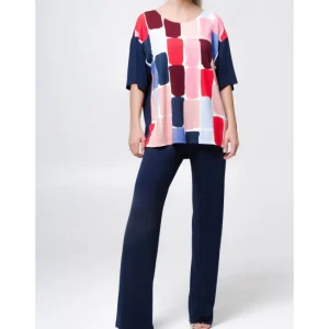 T-shirt mezza manica girocollo in viscosa elasticizzata